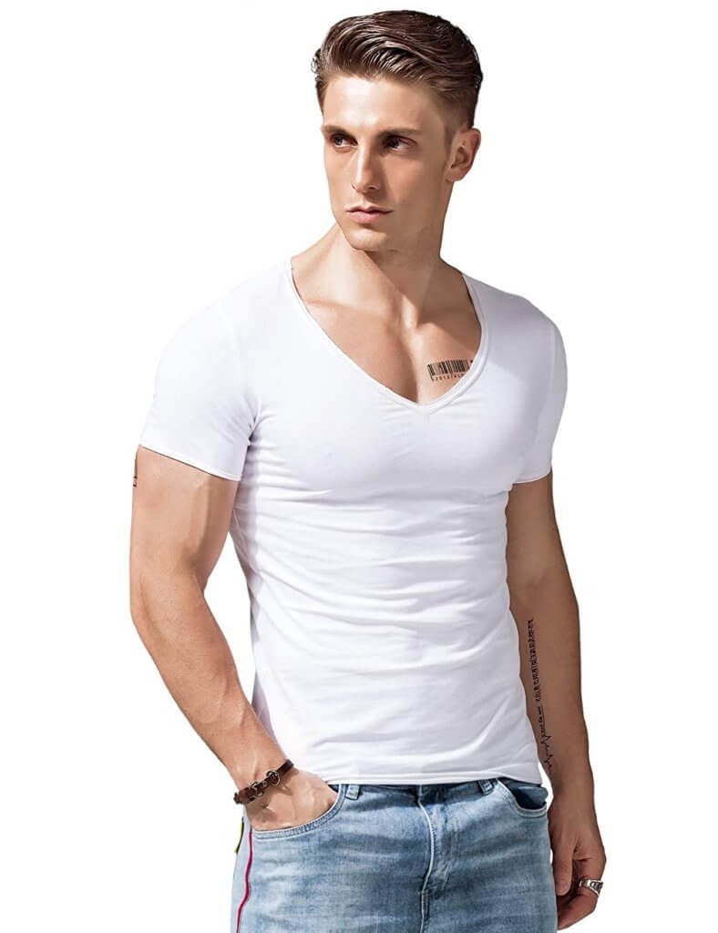 Deep V Neck T-Shirt for Mens