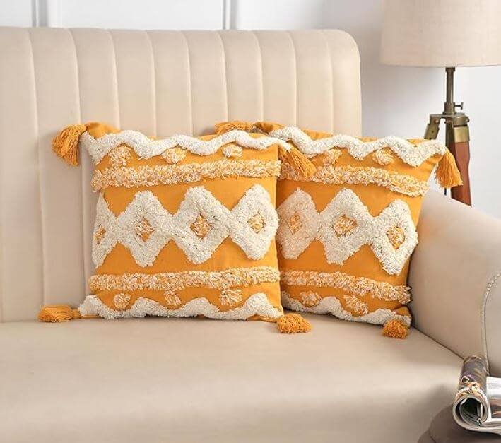 cotton macrame woven boho square cushion cover2