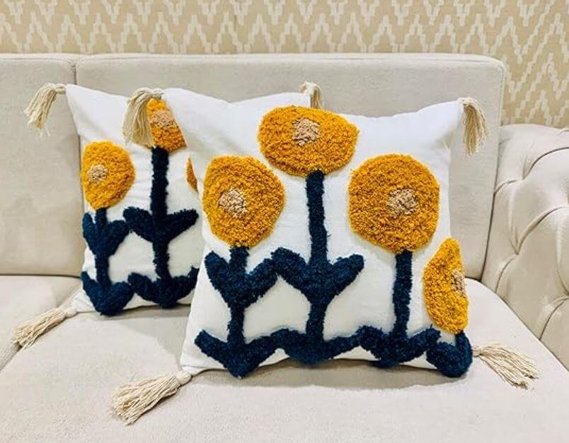 cotton macrame woven boho square cushion cover5