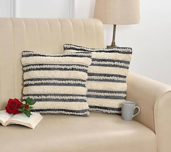 cotton macrame woven boho square cushion cover6