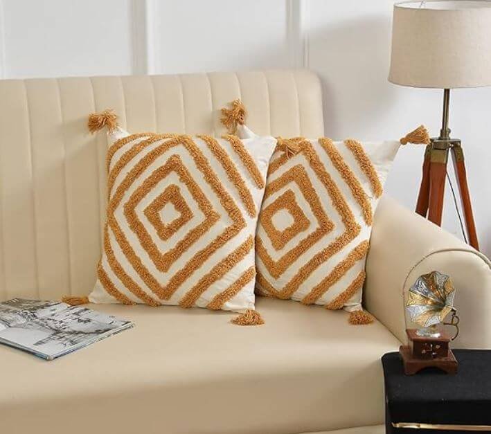 cotton macrame woven boho square cushion cover7