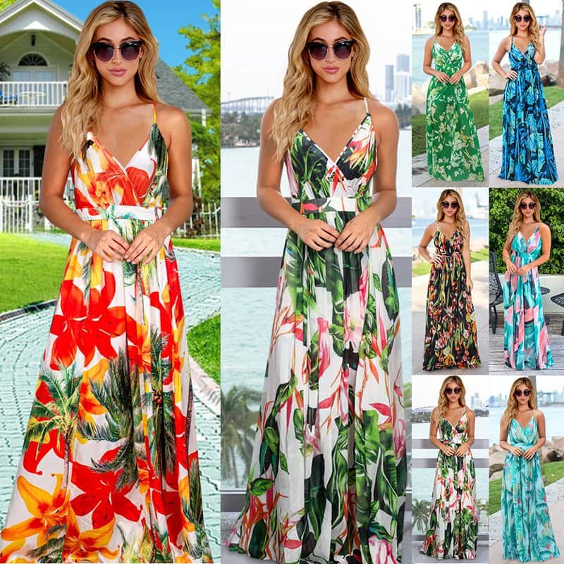 Floral printed maxi dresses Manufacturers