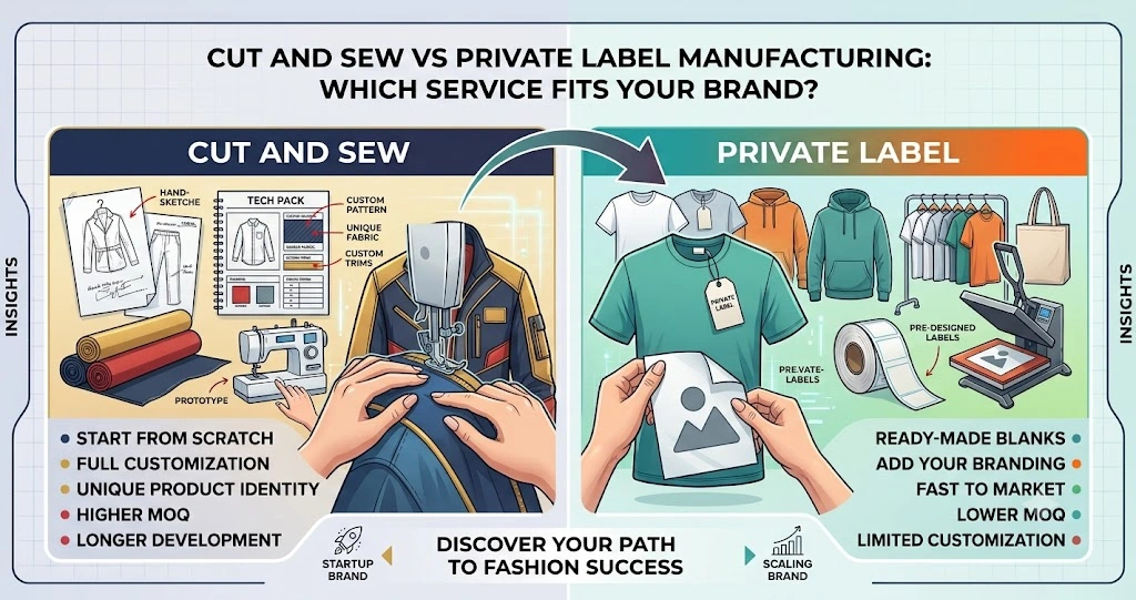 Cut and Sew vs Private Label Manufacturing: Which Wings2Fashion Service Fits Your Brand